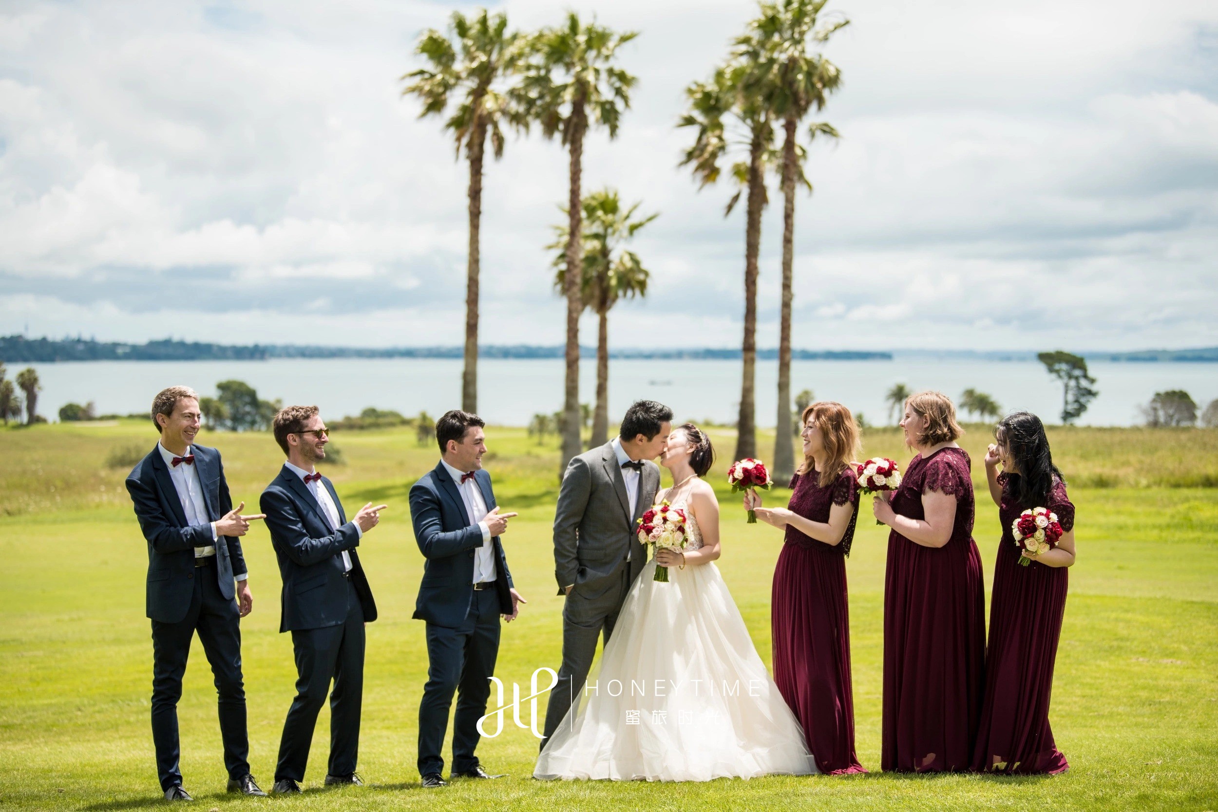 新西兰奥克兰海景高尔夫草坪婚礼(婚礼仪式)