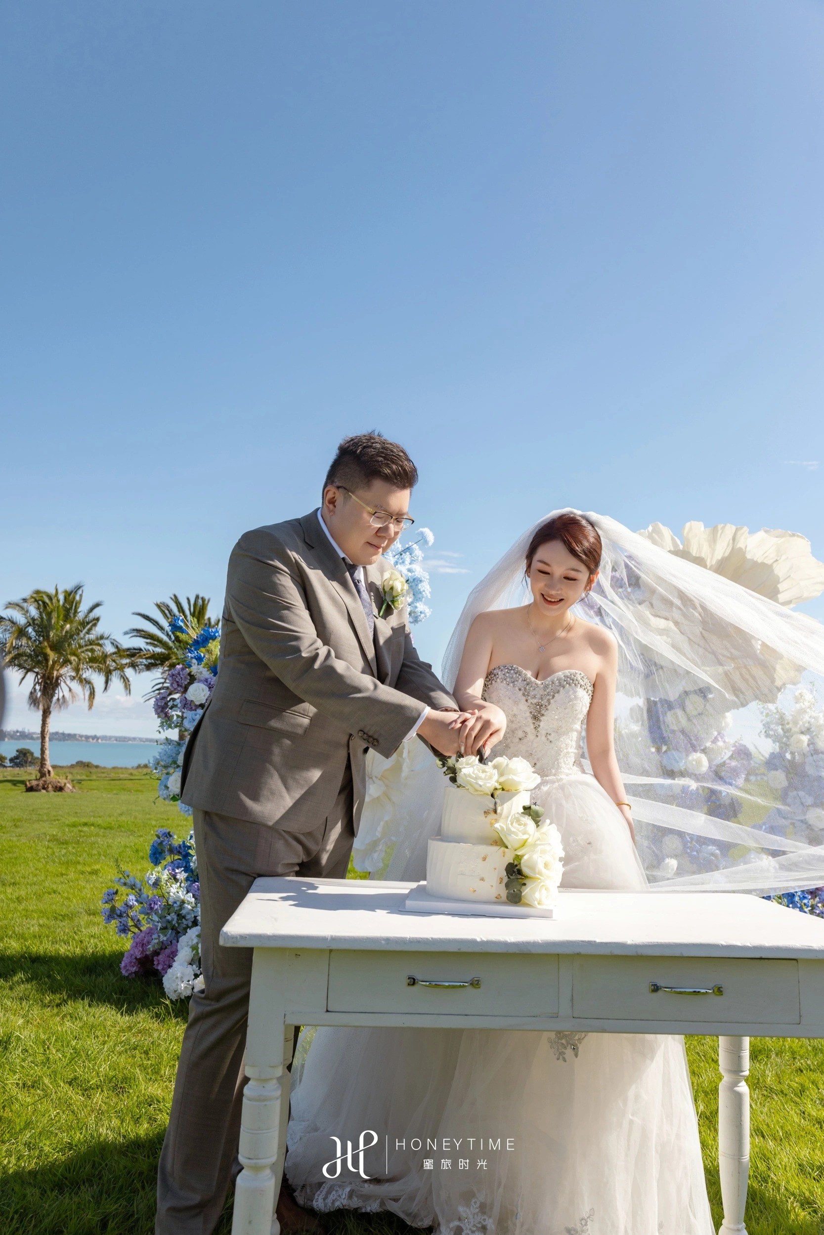 新西兰奥克兰海景高尔夫草坪婚礼(婚礼仪式)