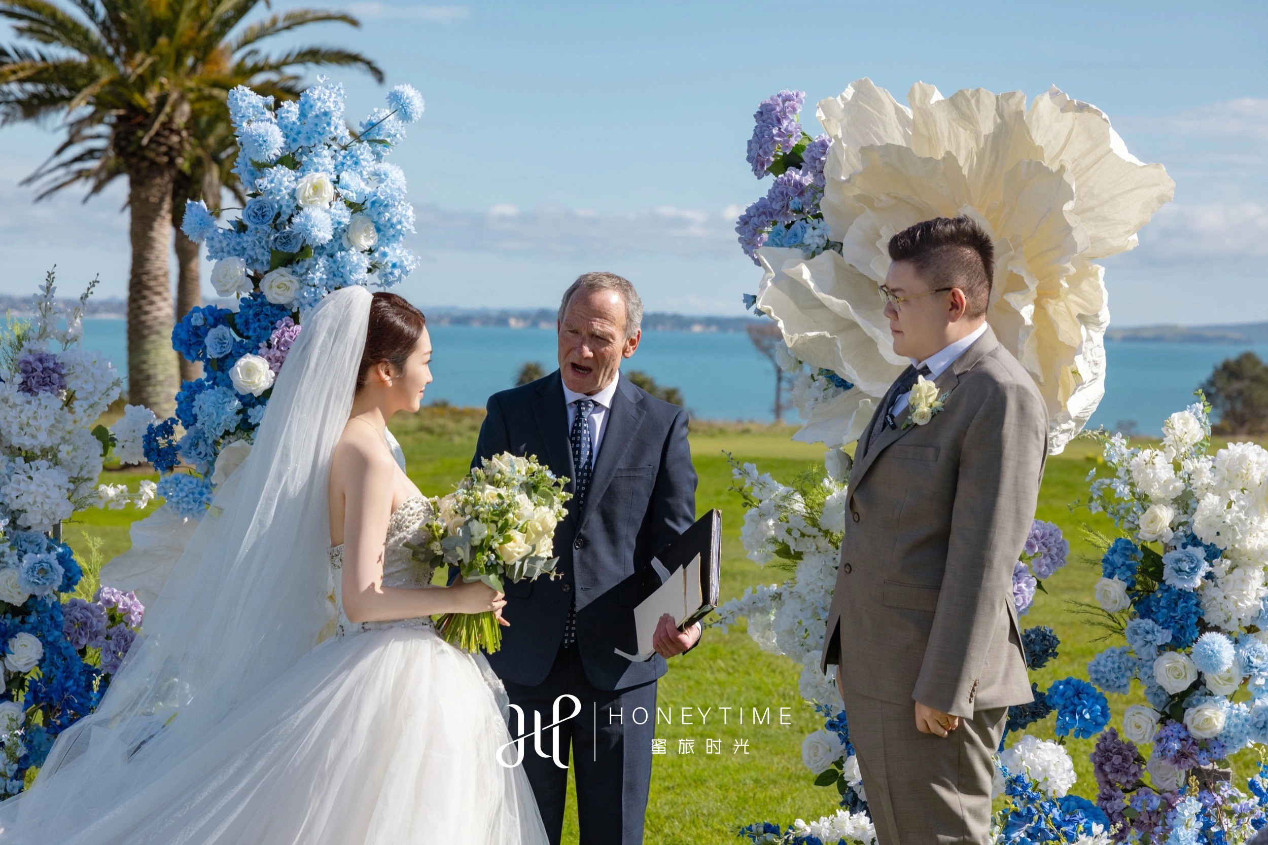 新西兰奥克兰海景高尔夫草坪婚礼(婚礼仪式)