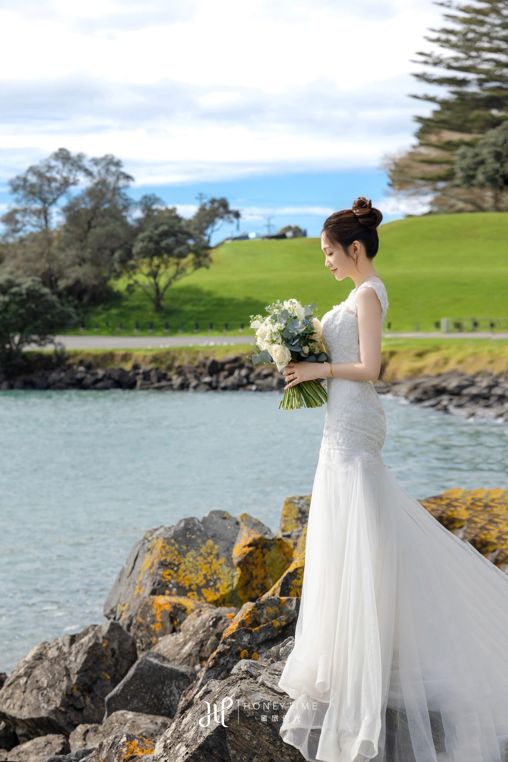 新西兰奥克兰海景高尔夫草坪婚礼(外景拍摄)