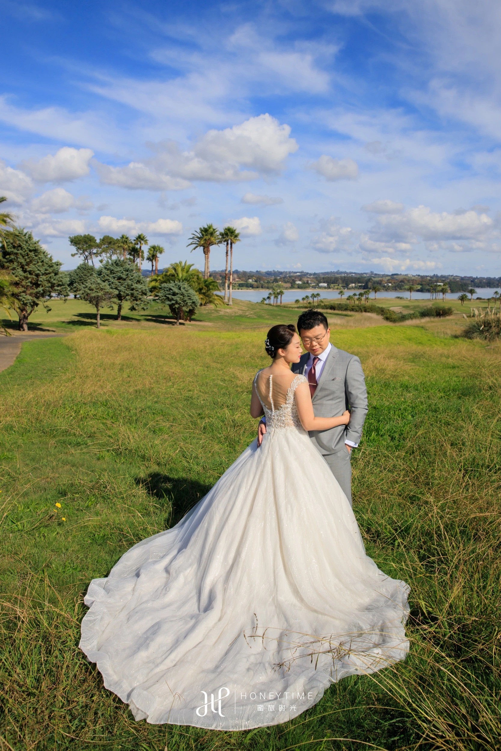 新西兰奥克兰海景高尔夫草坪婚礼(外景拍摄)
