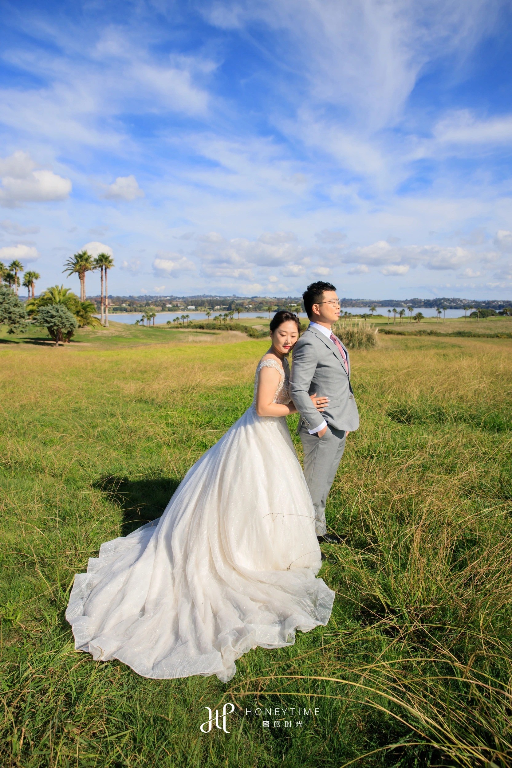新西兰奥克兰海景高尔夫草坪婚礼(外景拍摄)